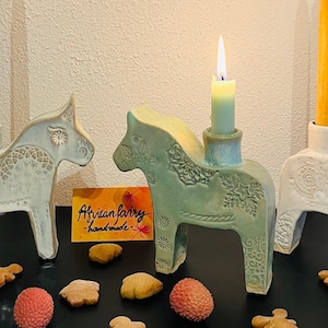 Dala horse candlestick ceramic