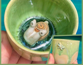 ceramic cups with 3D snail/pig/goose/frog/dolphin/dragon