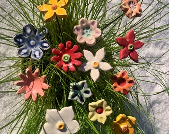 5 PCS Ceramic flowers NEW COLORS