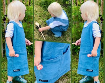 FERTIG GR. 86-92 Cross back apron /Schürze/Pinafore für kleine Mädls und Jungs