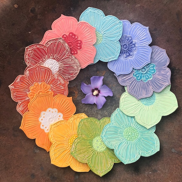 NEU Kunterbunte Blumenteller Keramikteller/Dekorteller