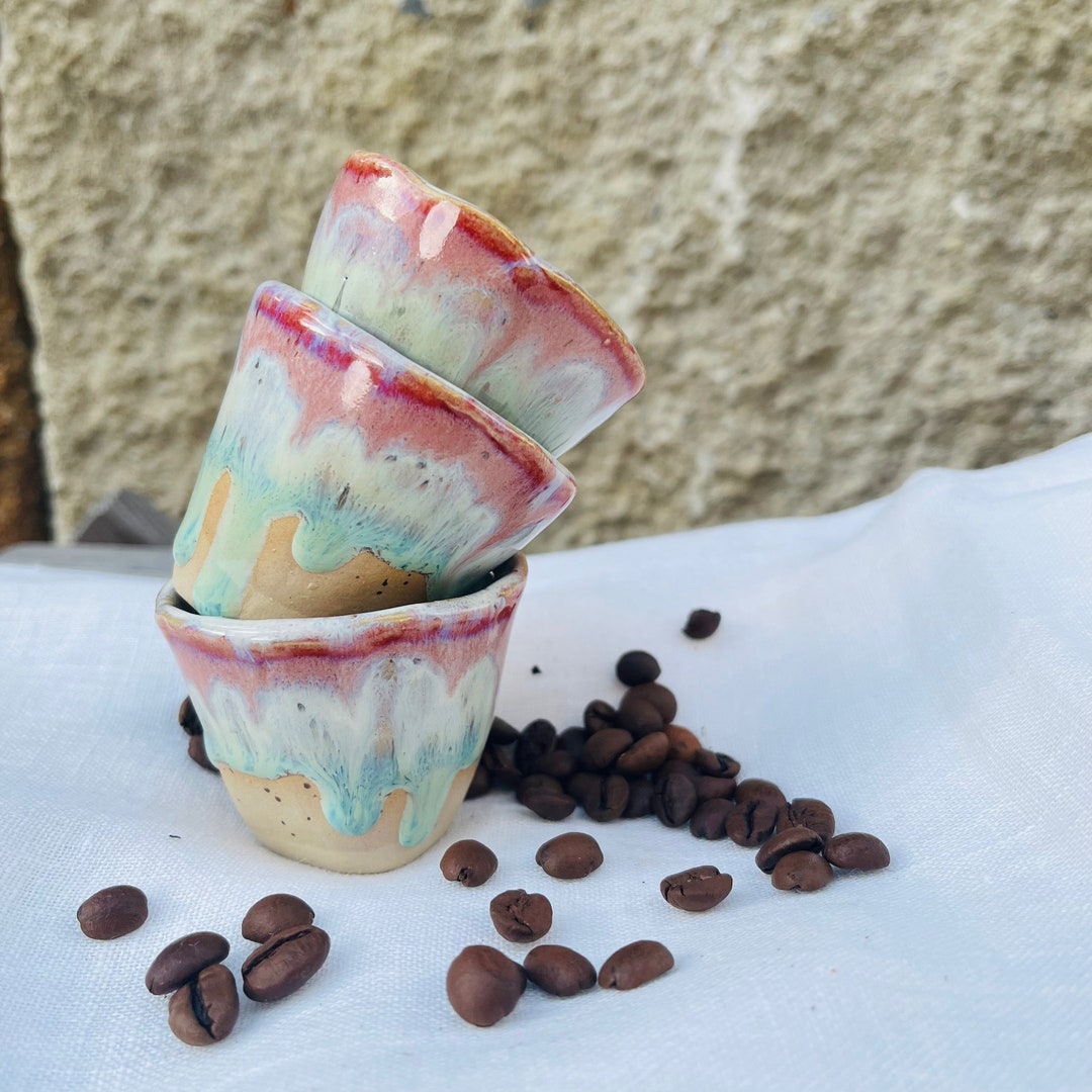 Espressotassen Set 2 Stück - Grüne Keramik Tassen Für Kaffee & Espresso - Hochwertige Qualität