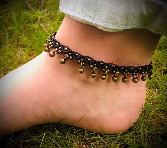 Macrame Anklet With Bells Etsy