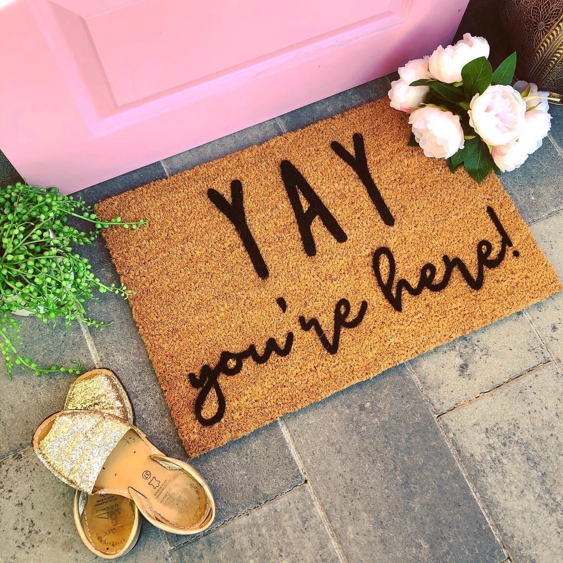Yay You're Here Doormat Funny Doormat Hello Doormat Etsy