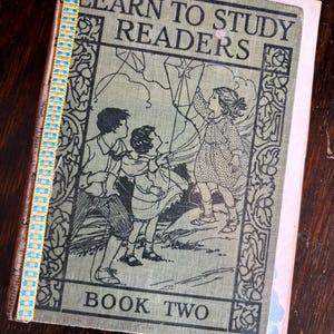 Aprende a estudiar con un diario de materiales reciclados, libro de lectura infantil hecho a mano con artículos vintage, serie para niños.