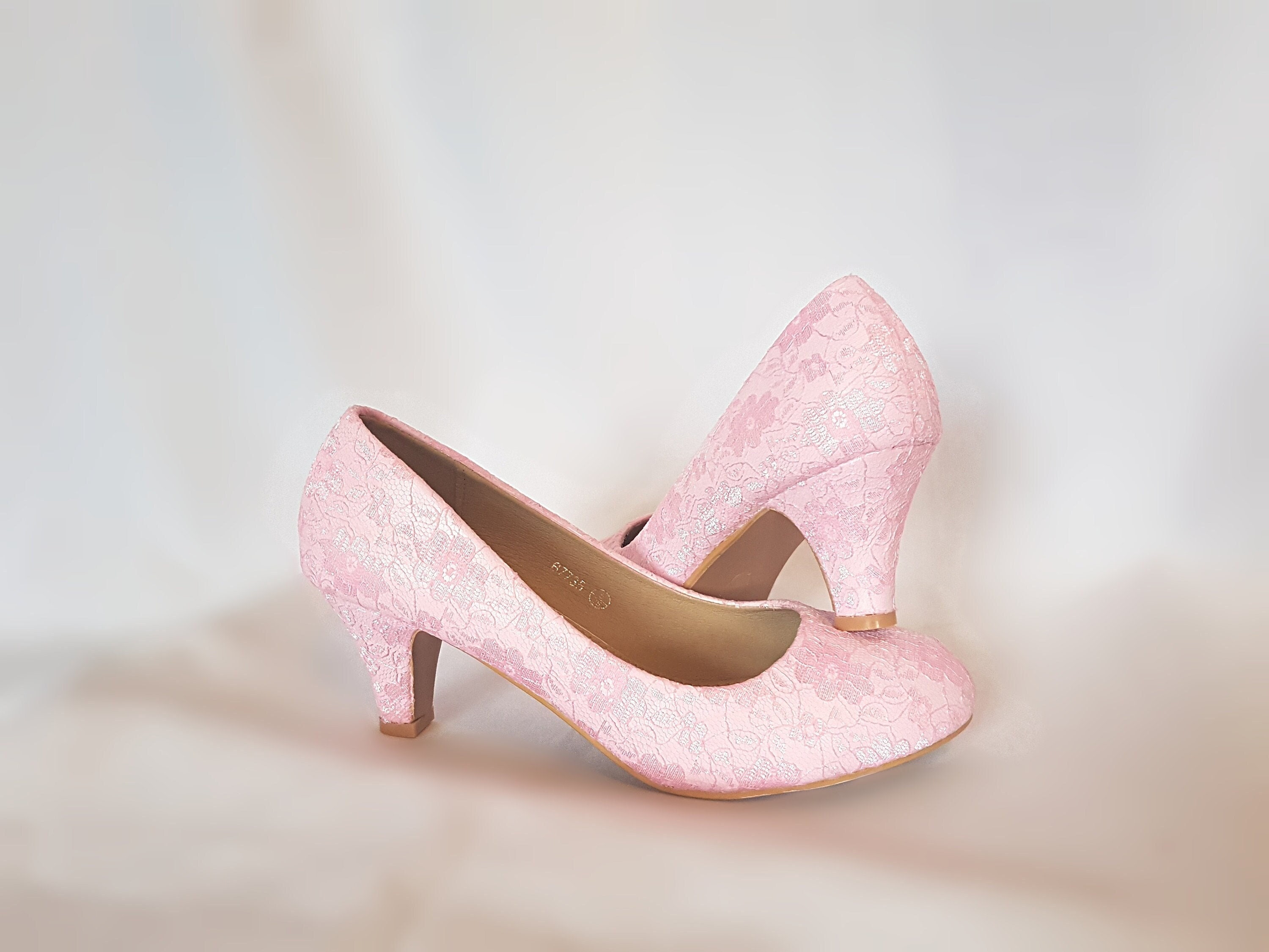 Pink Lace Wedding Shoes Low Heel Wedding Shoes Low Heel Lace - Etsy Ireland