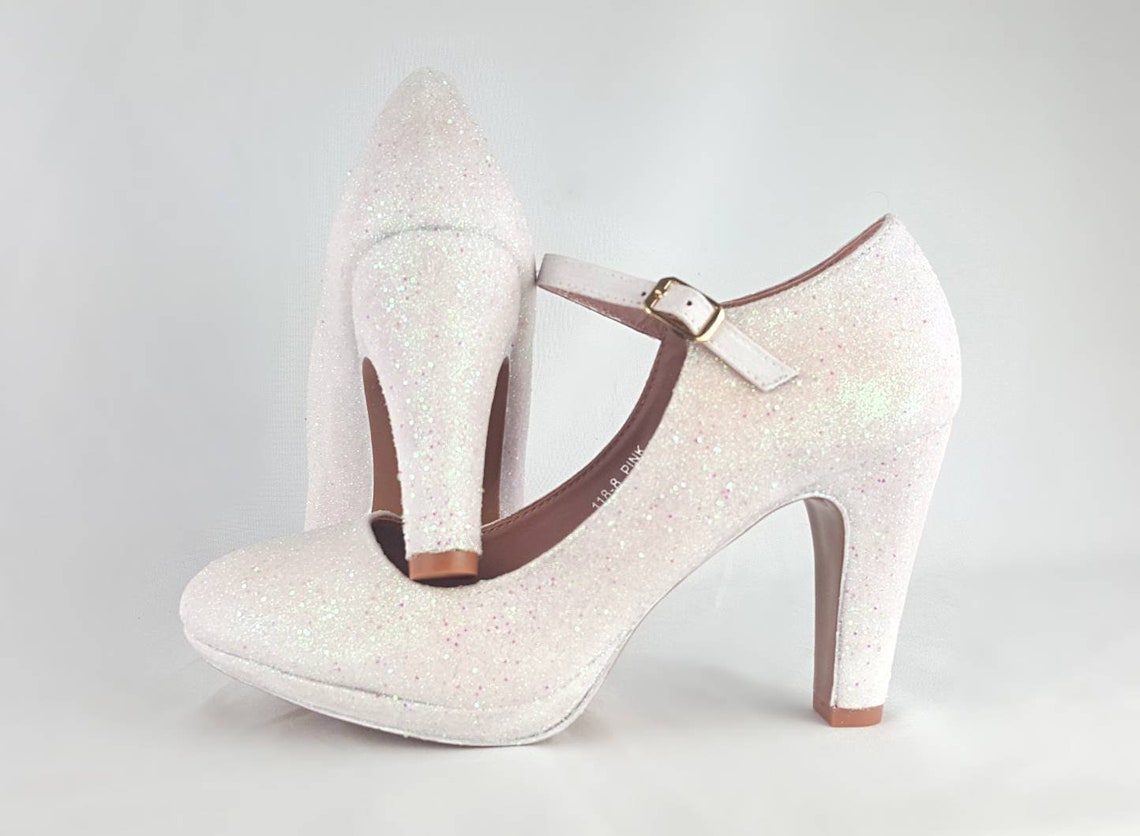 Mary Jane glitter shoes block heel pinkMary Jane wedding Etsy