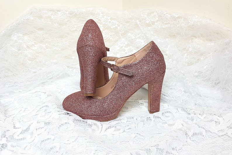 rose gold sparkly wedding shoes