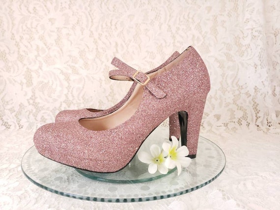 rose glitter shoes
