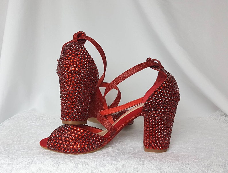 Wedding Shoes Block Heel Red Wedding Shoes Red Red Shoes Etsy UK