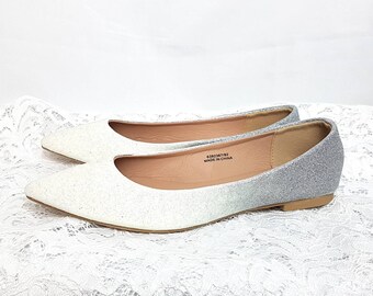 silver flat shoes size 7