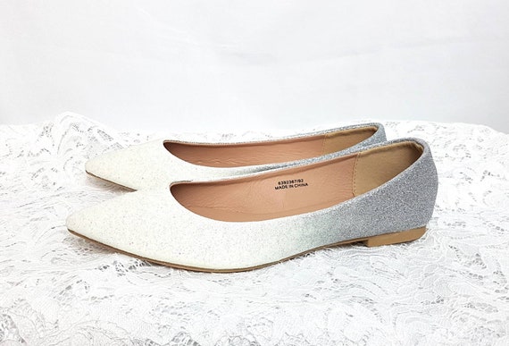 flat silver glitter shoes