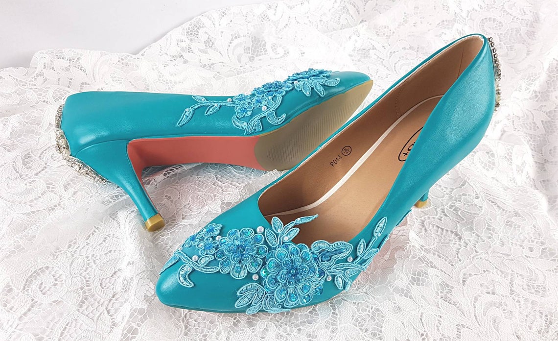 Dress Shoes Teal Wedding Shoes Low Heel Teal Wedding Turquoise