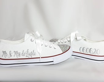 Personalised Wedding shoes flat, converse style personalised wedding shoes, flat wedding lo-top, flat personalised shoes, wedding plimsole