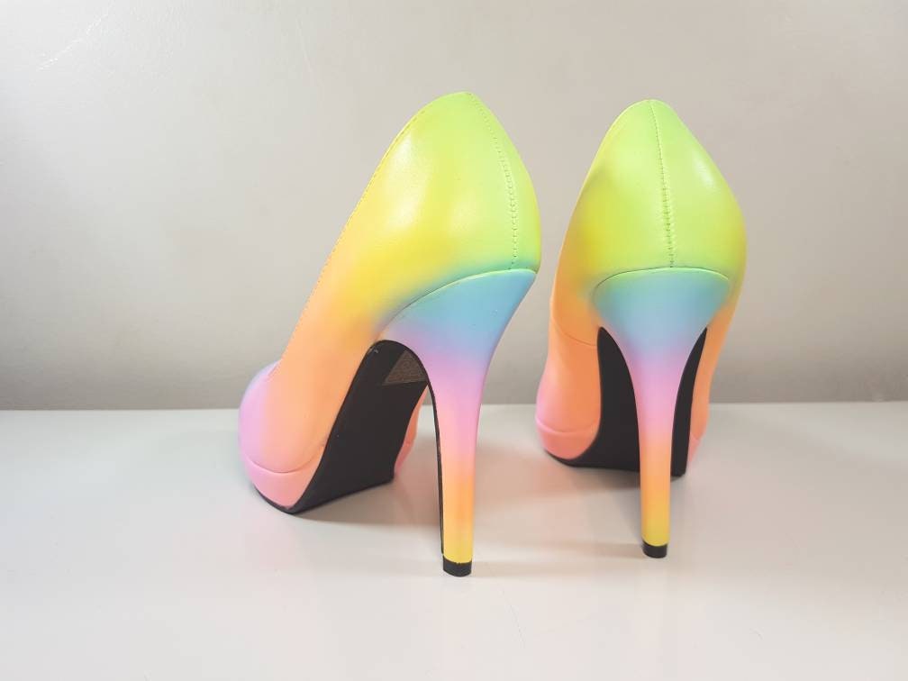 Pastel Rainbow Wedding Shoes Low Heel Pastel Rainbow Wedding | Etsy