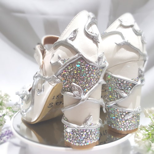 Mary Jane Block Heel Custom Wedding Shoes White Mary Jane Etsy