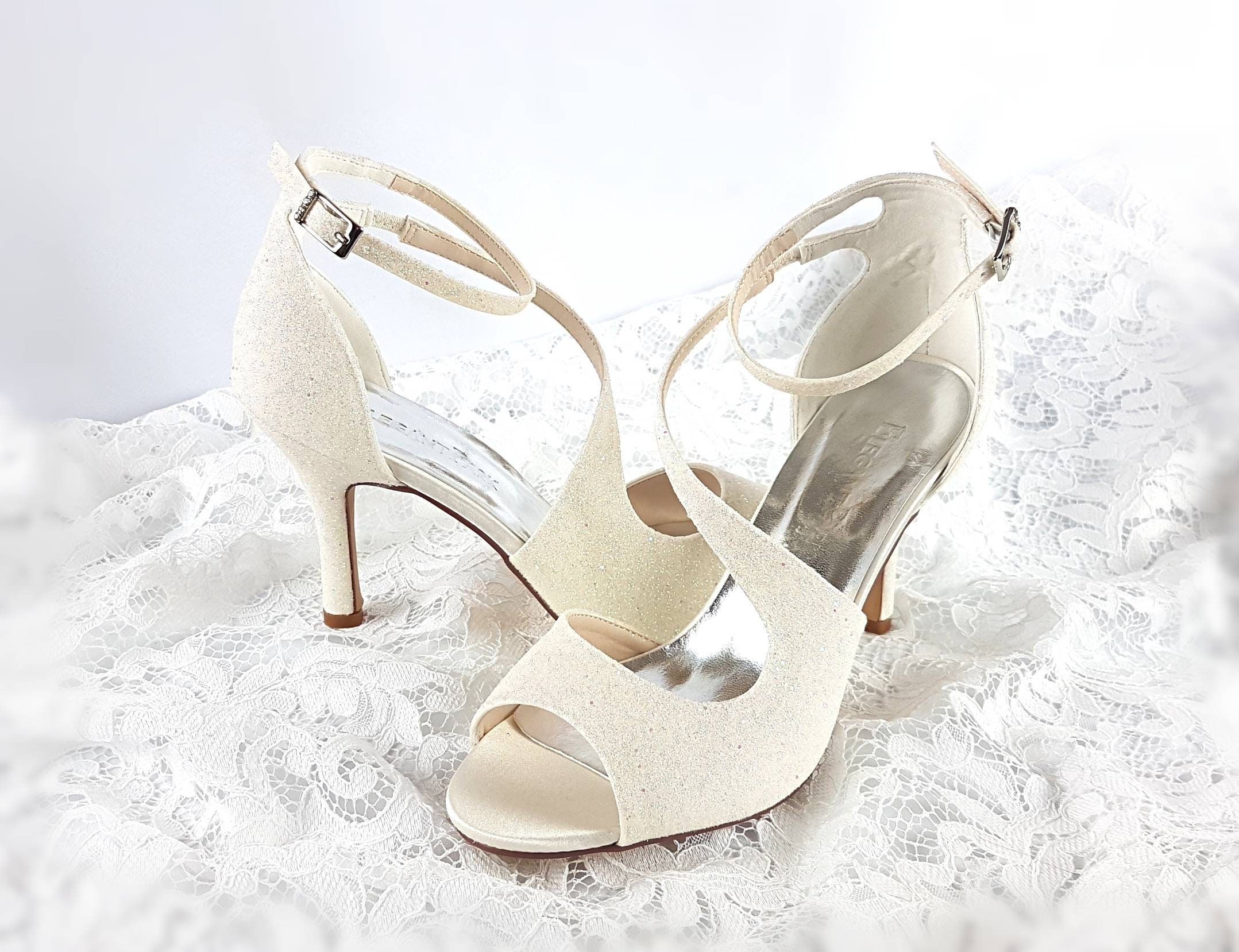 white strappy heels wedding