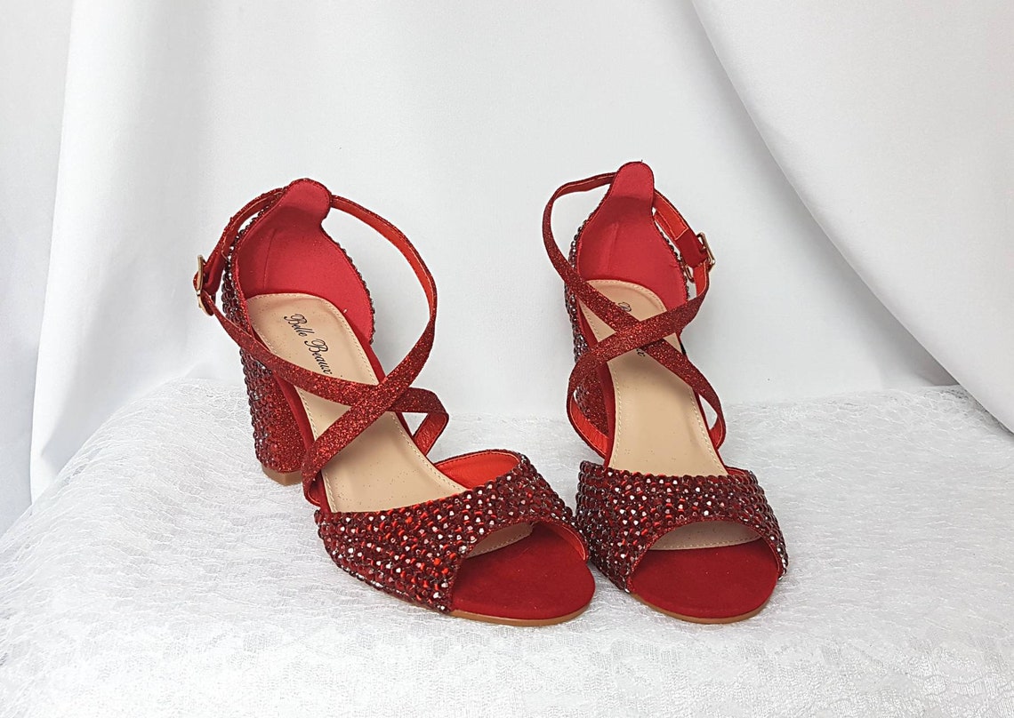 Wedding Shoes Block Heel Red Wedding Shoes Red Red Shoes Etsy UK