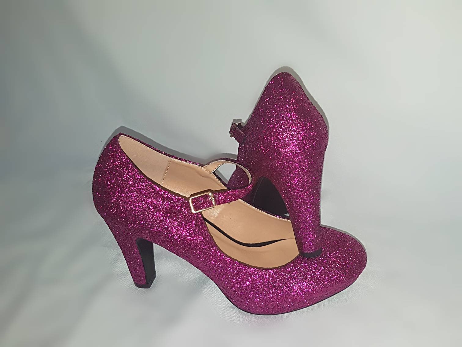 Mary Jane Glitter Shoes Block Heel Pinkmary Jane Wedding - Etsy UK