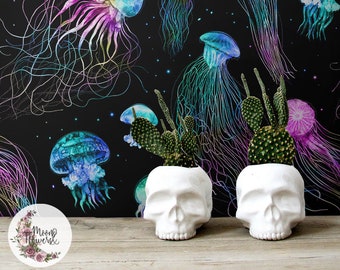 Galactic Jellyfish - MAF206 - Wallpaper, Removable, Vinyl, Tradtional, Wall Mural, Nursery Decor, Large Print, Illustration, Kids Room