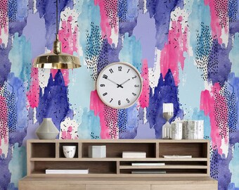 Colorful Abstraction removable wallpaper, Watercolor wall mural, Abstract wall decor, Peel and stick, Reusable, Removable MAF175