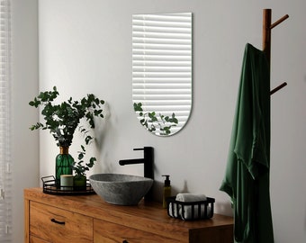 Espejo irregular grande para baño, espejo de pared estético, espejo único sin marco, espejo moderno hecho a mano