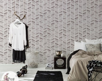 Herringbone removable wallpaper, Simple wall mural, Geometric wall decor, Peel and stick, Removable, Reusable, Repositionable MAF106