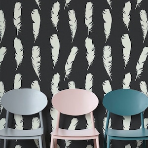 Feathers wall decor, White feathers removable wallpaper, Bird feathers wall mural, Peel and stick, Reusable, Removable wallpaper MAF153