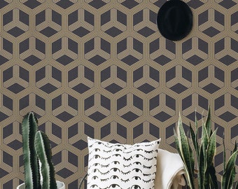 Elegant Geometric removable wallpaper, Simple wall mural, Minimalistic wall decor, Reusable, Removable, Peel and stick MAF054