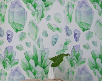 Crystals removable wallpaper, Geometric wall mural, Simple wall decor, Peel and stick, Reusable, Removable, Repositionable MAF201