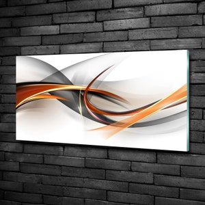 Glass Wall Art, Modern Art Glass Print, Orange Glass Picture, White Wall Decor, Abstract Wall Art, Personalized Glass Print, Vivid Colors