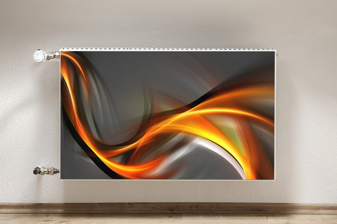 Radiator Cover, Orange Abstract Radiator Cover for Home, Gray Magnet ...
