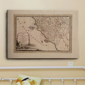 Ancienne carte de l'Italie, Toscane, 1791, toile en coton, impression numérique, affiche de carte, salon, cadeau unique, respectueux de l'environnement #740