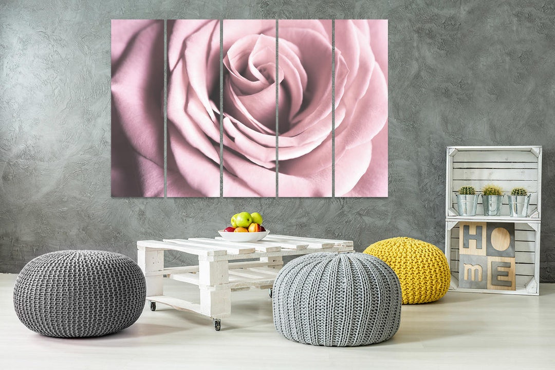 Pink Rose Wall Hanging Art, Rose Canvas, Rose Print, Floral Decor ...
