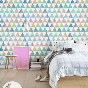 Summer Triangles removable wallpaper, Geometric wall mural, Simple wall decor, Peel and stick, Removable, Reusable, Repositionable MAF033