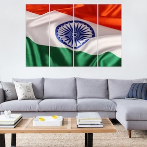 Indian Waving Flag Panel Art, National Indian Flag, Room Decor, Poster Print, Wall Art Hanging, World Wide, Continent, Country, Wall Flag