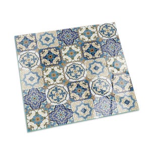 Mosaik-Muster mit Blumen rechteckige Ofen-Herd-Platte, blaue Kamin-Dekoration, Glaskamin-Bodenplatte, moderne Kamin-Herz