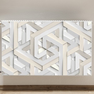 Radiator Cover, Decorative Mosaic Heating Cover, Beige Magnet Mat, White Radiator Cover, Geometric Magnetic Printed Mat, Mat For Radiator