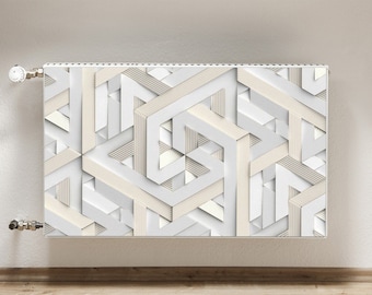 Radiator Cover, Decorative Mosaic Heating Cover, Beige Magnet Mat, White Radiator Cover, Geometric Magnetic Printed Mat, Mat For Radiator