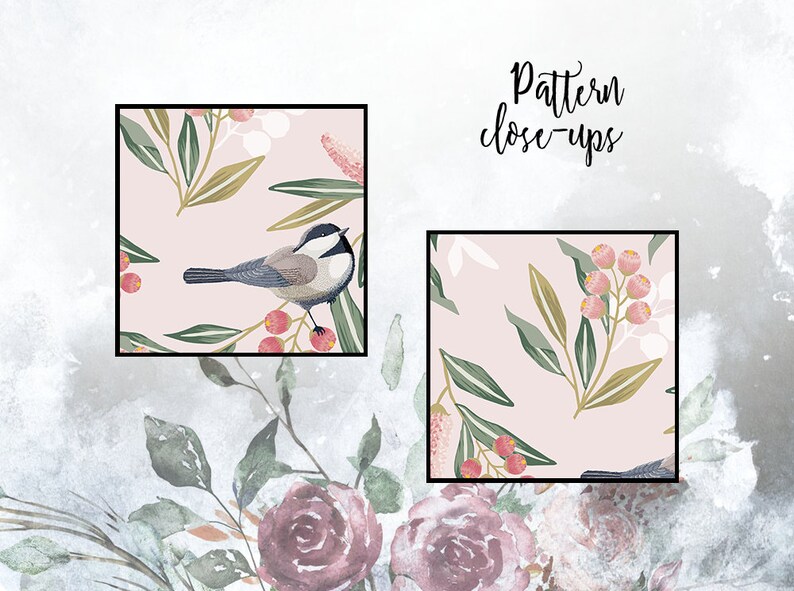 Sparrow With Flowers wall decor Repositionable Sparrow wall mural Reusable Removable MAF022 Peel and stick Leaves removable wallpaper