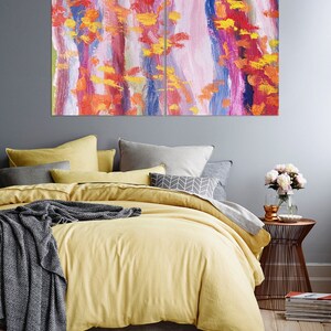 Autumn Abstrac Leaves, Canvas, Wall Art Hanging, Watercolor Part, Decoration, Colorful, Printable, Largbe Print, Panel Art, Framed Canvas