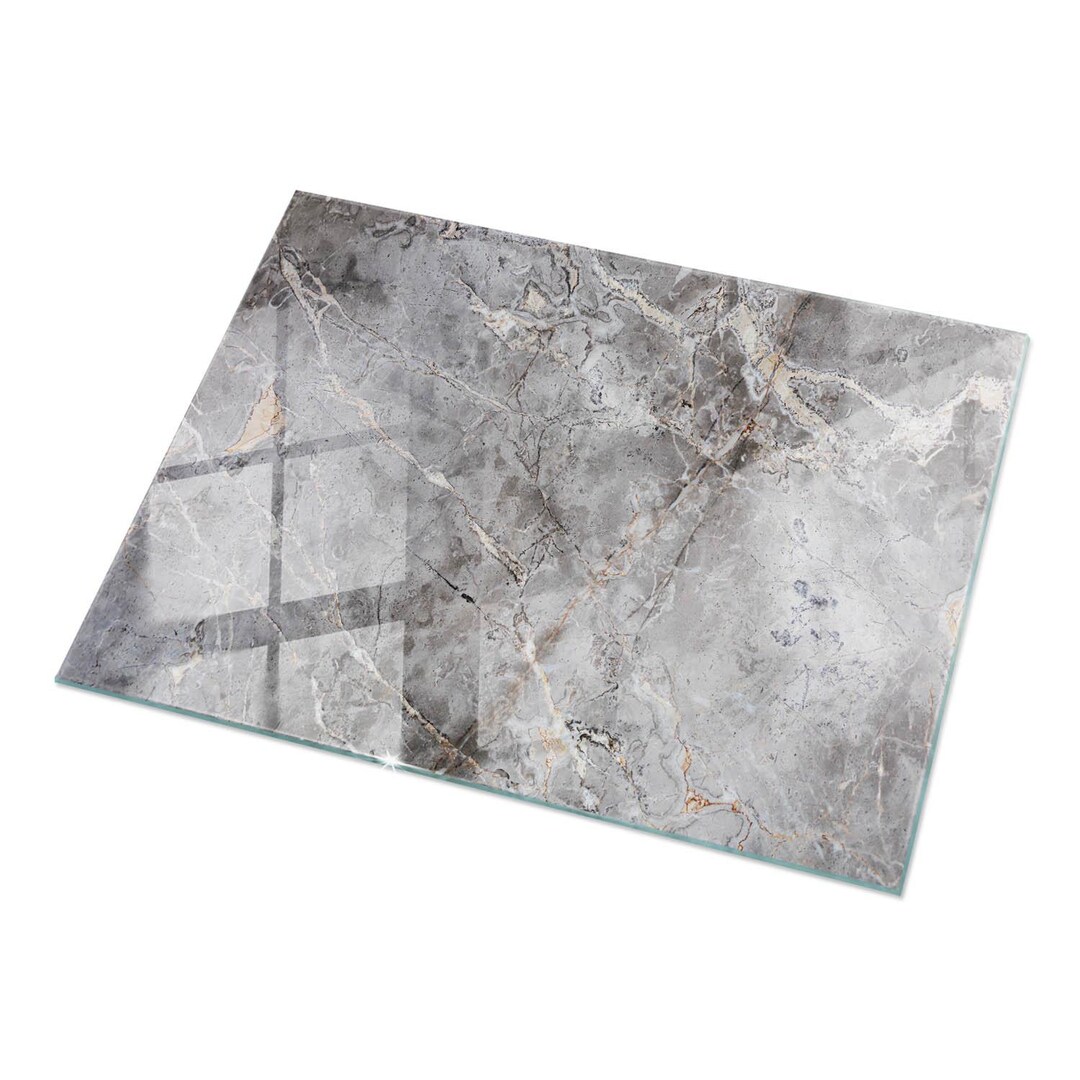 Natural Marble Pattern Glass Table Top, Gray Modern Glass Tabletop ...