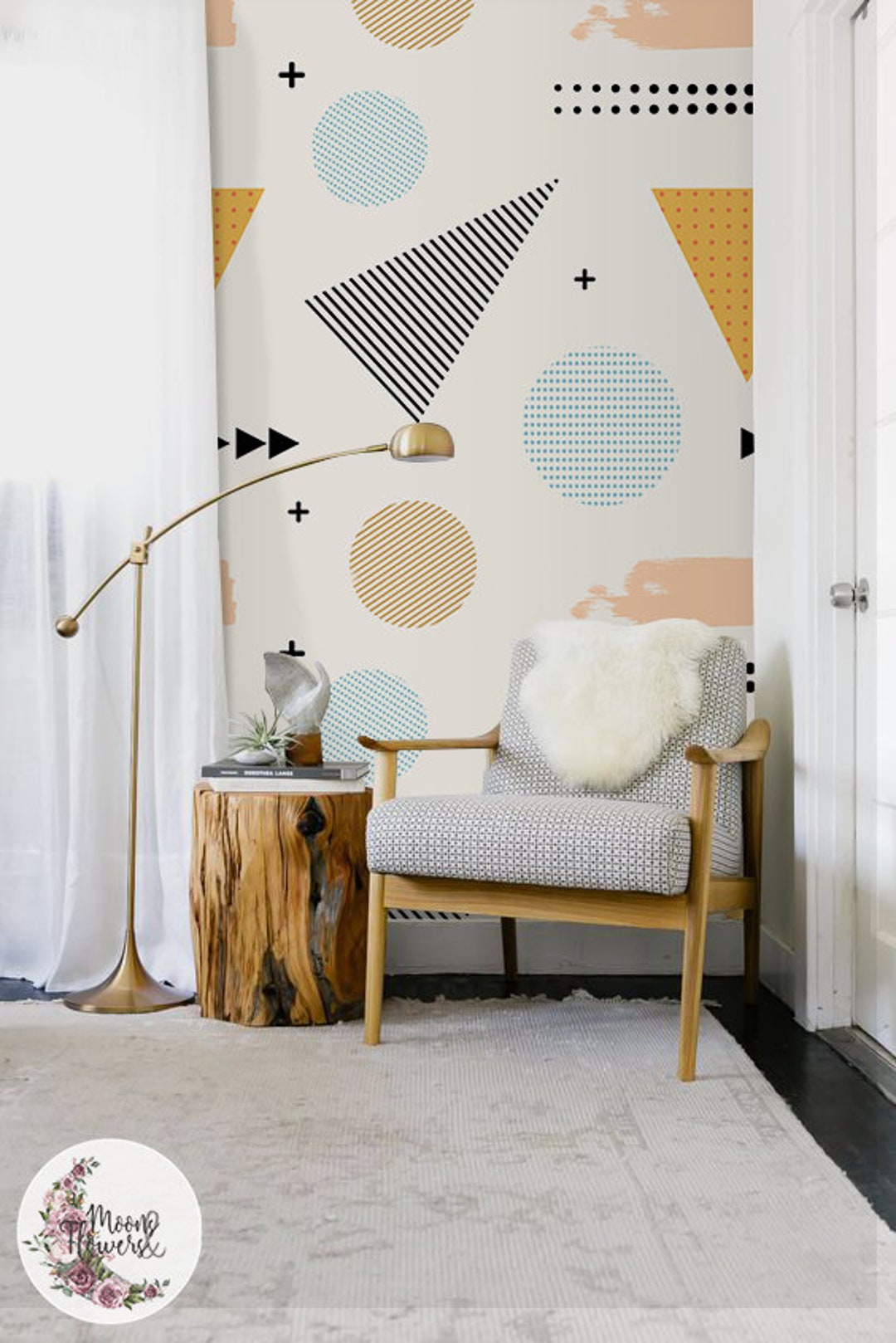 Colorful Shapes Removable Wallpaper, Simple Wall Mural, Minimalistic ...