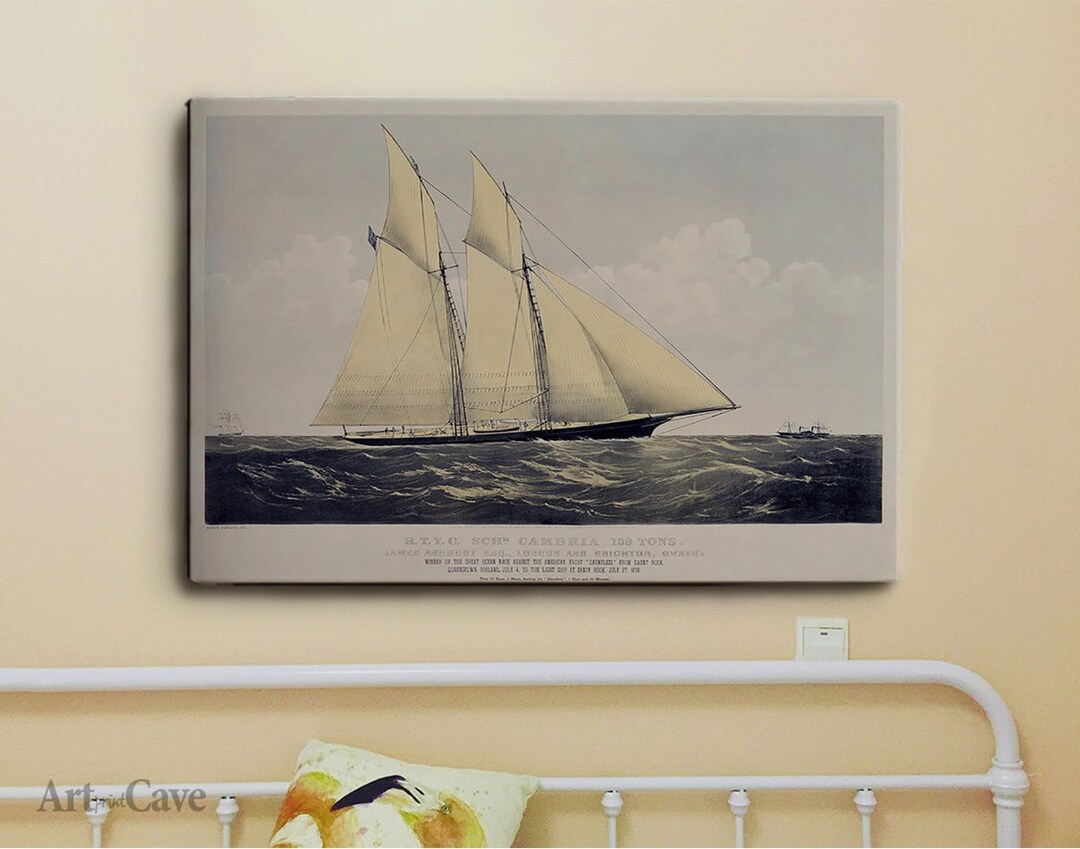 Schooner Painting Schooner Cambria Racing Yacht Cotton Canvas, Digital ...