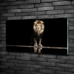 Glass Wall Art, Wild Animal Glass Wall Art, Black Print On Tempered Glass, Brown Printing, Lion Wall Decor, Personalized Glass Print