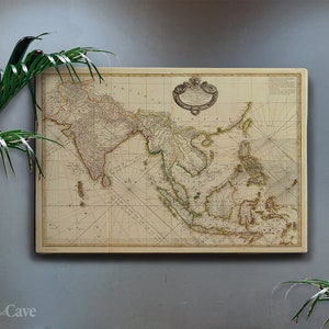 Old Map of South East Asia Cotton Canvas, Digital Print, Map Poster, High Quality, Home Interior, Rare Art #103