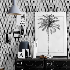 Charming Wallpaper Removable Mural, Hexagon Illusion Pattern removable wallpaper black and white wall mural design #394T