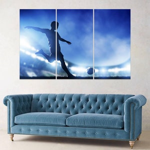 Soccer Player Panel Art, Football Player Canvas, Sport, Football, Soccer, Stadium, Printable Photo, Framed Canvas, Large Print Art, Decor