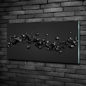 Art mural en verre, oeuvre d&#39;art abstraite sur verre, oeuvre d&#39;art murale en noir, photo gris sur verre, décoration murale losanges, verre trempé