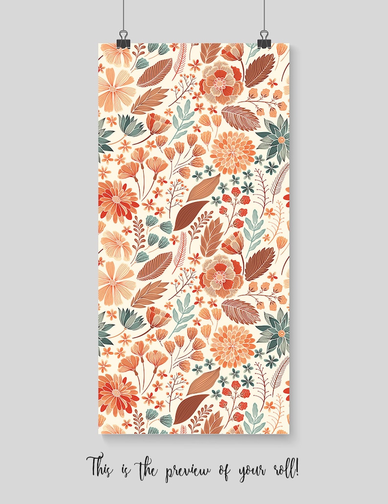 Bohemian Flowers Removable Wallpaper Floral Wall Mural Etsy